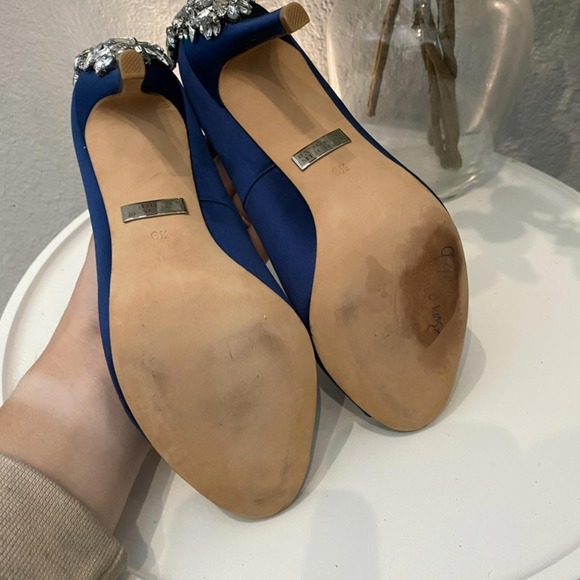 Badgley Mischka Nilla Midnight Blue Crystal Heel 6.5 Excellent - Picture 9 of 9